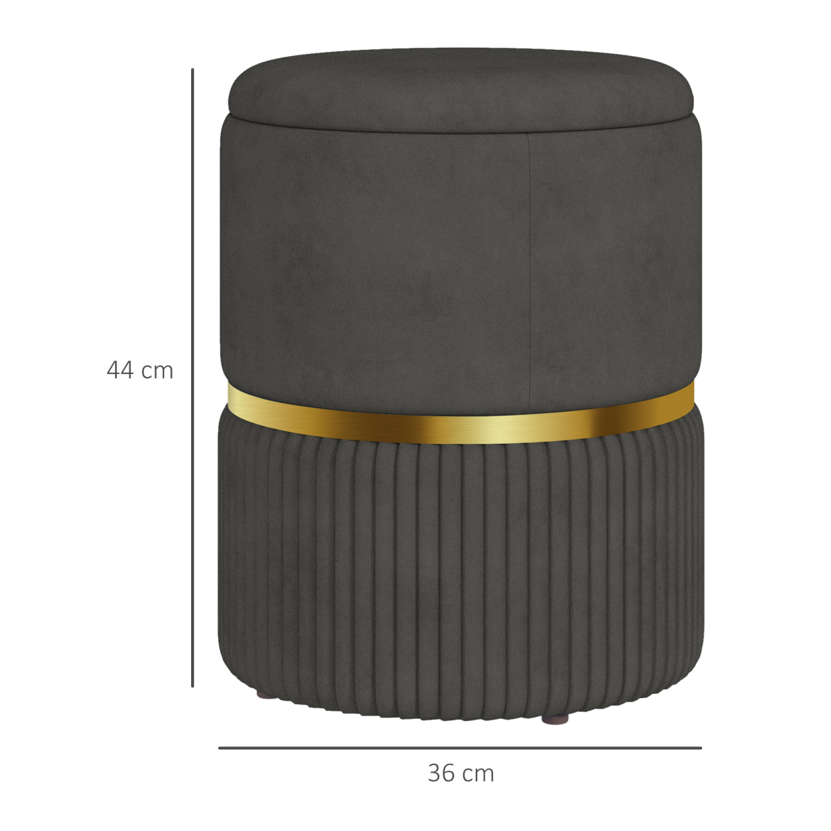 Aurora Round Pouffe, Storage Footstool with Cushioned Top, Hidden Space