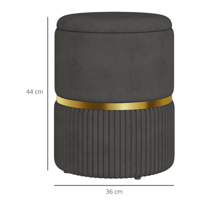 Aurora Round Pouffe, Storage Footstool with Cushioned Top, Hidden Space