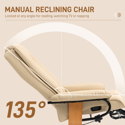 Aurora PU Leather Reclining Armchair with Footrest for Living Room