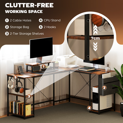 Aurora 168cm Reversible L Shaped Desk, 240cm Two Person Desk