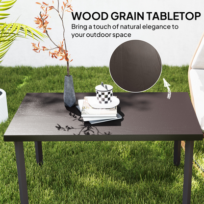 Esterno Metal Garden Coffee Table with Woodgrain Tabletop, Brown