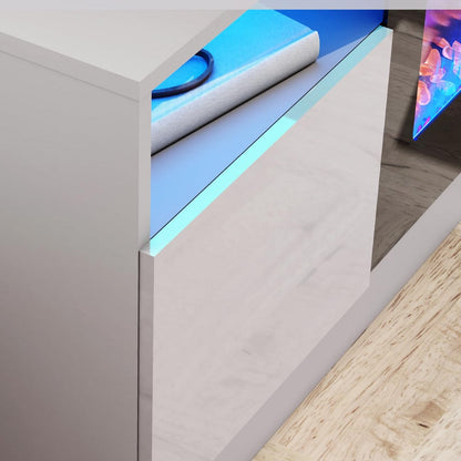 36 Inch Recessed Electric Fireplace TV Stand with Closed Storage