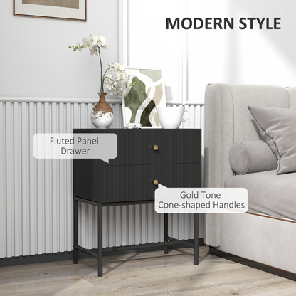 Aurora Modern Bedside Table with 2 Drawers for Bedroom
