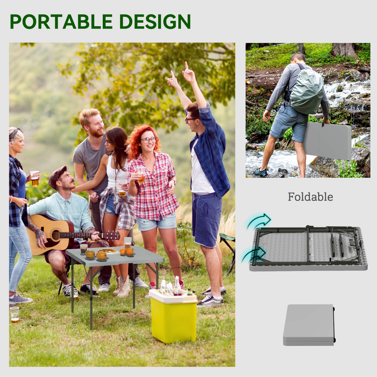 Esterno 3ft Folding Camping Table with 2 Adjustable Height