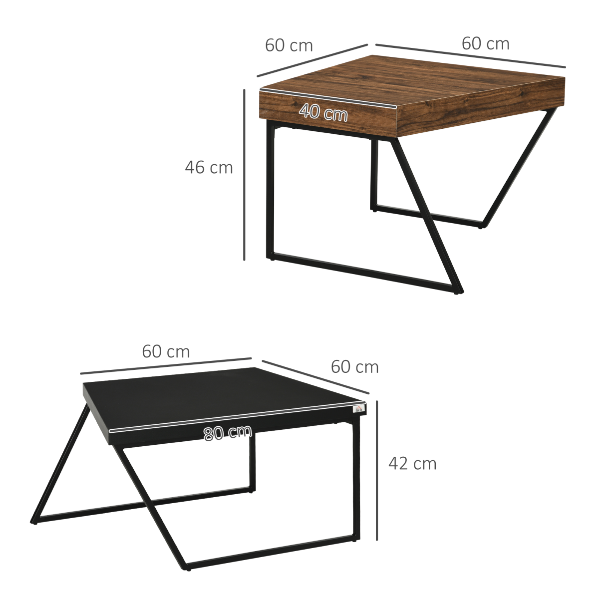 Aurora Coffee Table Set of 2, Coffee Tables with Steel Frame for Living Room