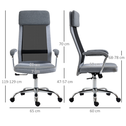 Office Chair Mesh High Back Swivel Task Home Desk Chair w/ Arm, Grey  Luna