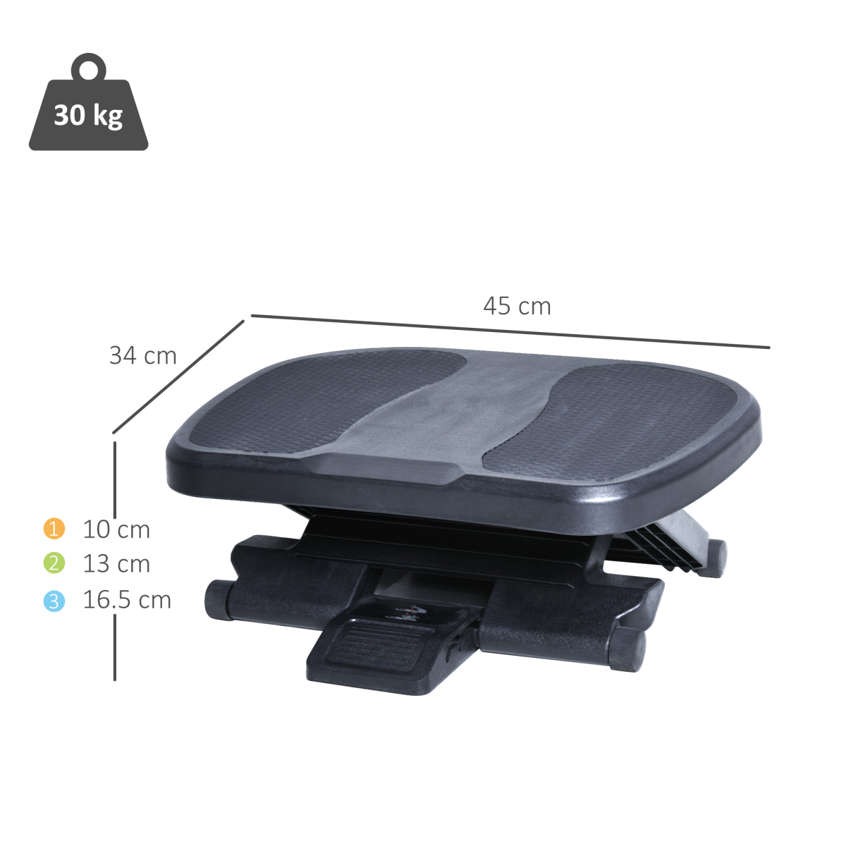 Adjustable Under-Desk Footrest Height Angle Tilt Anti-Slip Aurora