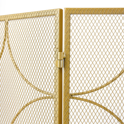 Smallbee Iron Fireplace Screen Gold Powder-Coated – 122x2.3x77.5cm