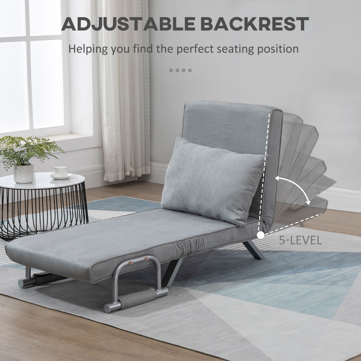 Aurora Single Folding 5 Position Convertible Sleeper Chair Bed