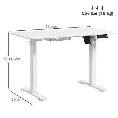Luna Adjustable Desk, Electric Standing Desk for Home Office, White
