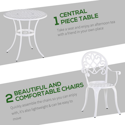 Esterno 3PCs Bistro Set,  Aluminium Garden Table and Chairs