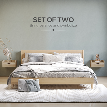 Aurora Floating Nightstand Set of 2, Nightstand with Drawer