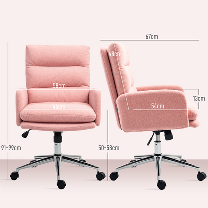 Elegant Pink Aurora Adjustable Upholstered Desk Chair for Comfort & Style
