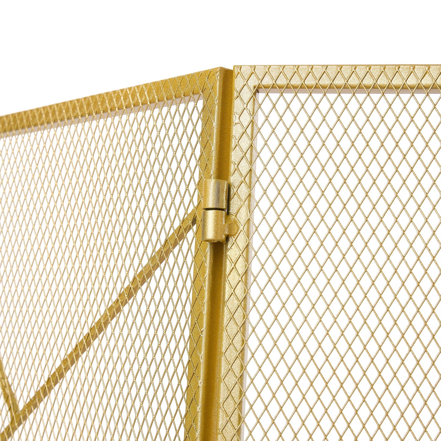 Smallbee Triple-Fold Iron Fireplace Screen Gold Frame – 132x1x80cm