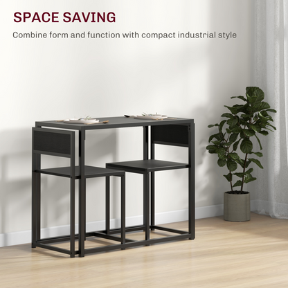Aurora 3 Piece Dining Table Set with Metal Frame, Black