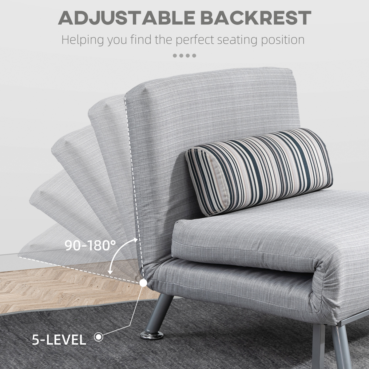Aurora Single Folding 5 Position Convertible Sleeper Chair Bed