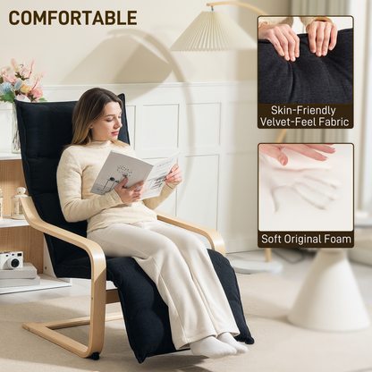 Aurora Birch Wood Lounge Chair for Living Room, Bedroom