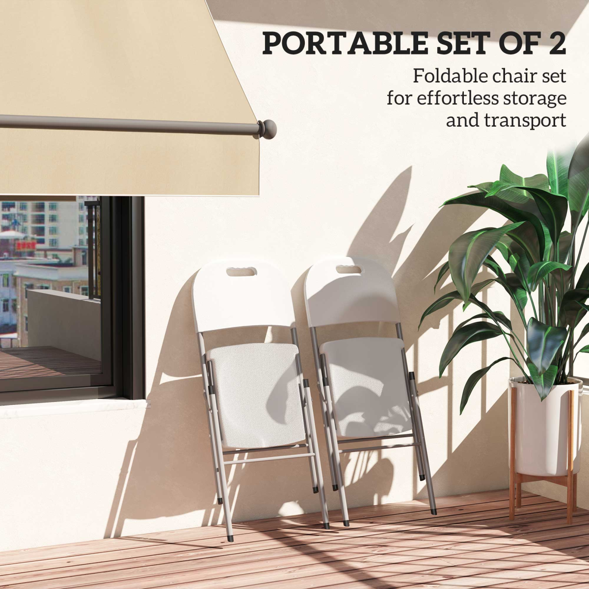Esterno 2PCS Folding Chair with Steel Frame, Garden Chair Set