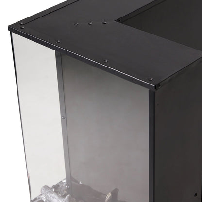 46/60inch L-Shaped Electric Fireplace – WiFi Control, LED Display, Resin Logs & Crystal Stones with Heating