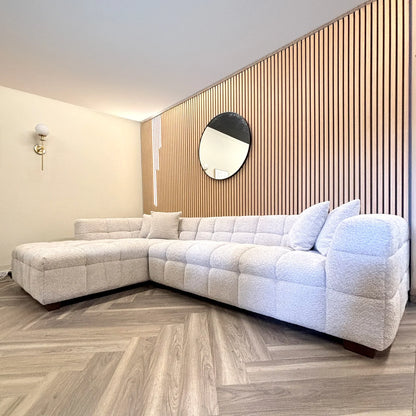 The Bubble Ivory White Boucle Fabric Left Hand Corner Tribeca Sofa
