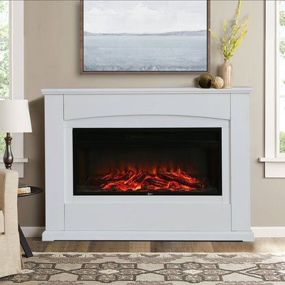 39/48 Inch White Electric Fireplace Suite 1800W with Ambient Light 1/7 LED Colours