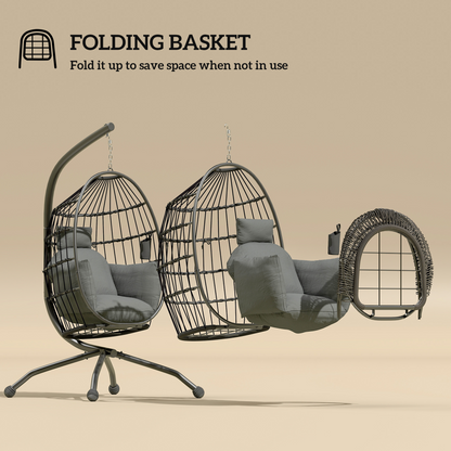 Esterno Egg Chair Outdoor Indoor Garden Swing Chair, Folding Basket