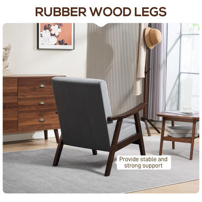 Aurora Velvet Armchair with Solid Wood Frame and Thick Padded