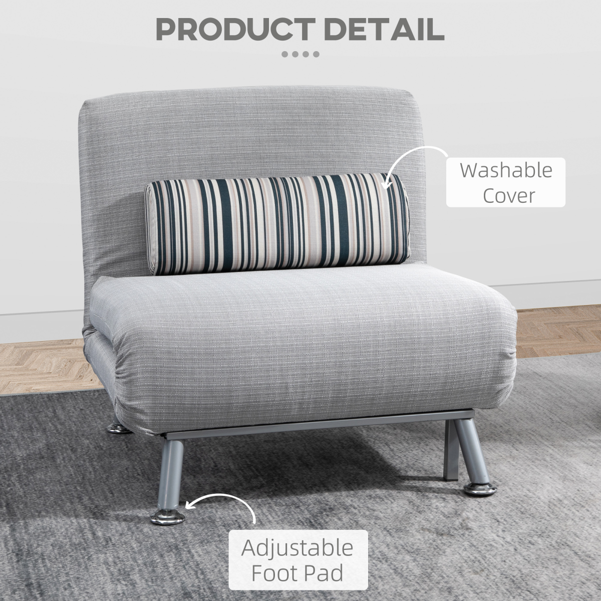 Aurora Single Folding 5 Position Convertible Sleeper Chair Bed