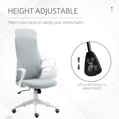 Luna High-Back Home Office Chair Height Adjustable Elastic Desk Chair Grey