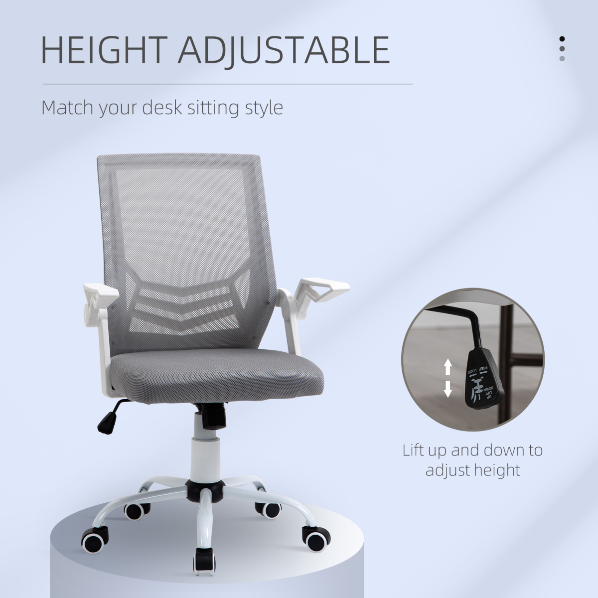 Mesh Swivel Office Chair Task Computer Chair w/ Lumbar Support, Grey  Luna