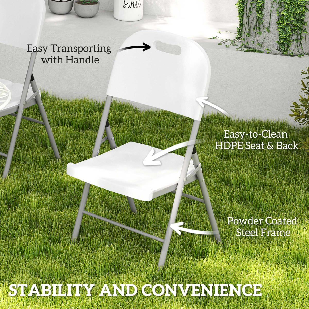 Esterno 2PCS Folding Chair with Steel Frame, Garden Chair Set