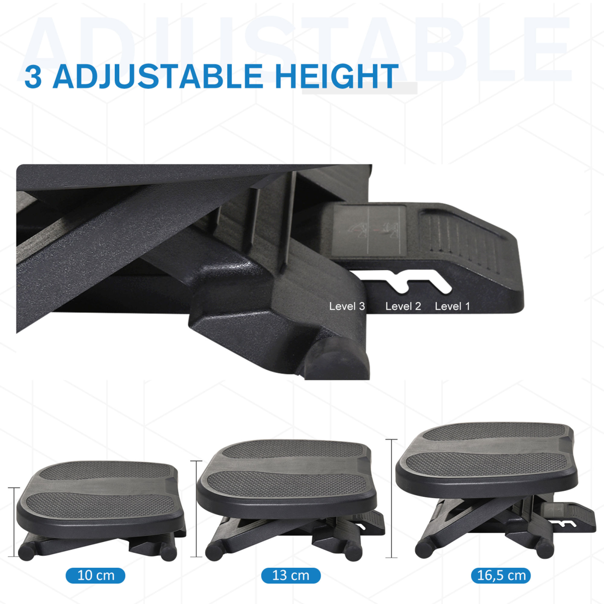 Adjustable Under-Desk Footrest Height Angle Tilt Anti-Slip Aurora