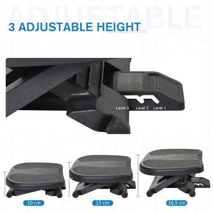 Adjustable Under-Desk Footrest Height Angle Tilt Anti-Slip Aurora