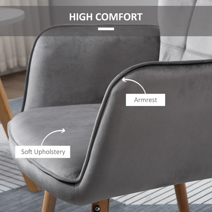 Aurora Modern Accent Chair Velvet-Touch Tufted Wingback Armchair Grey
