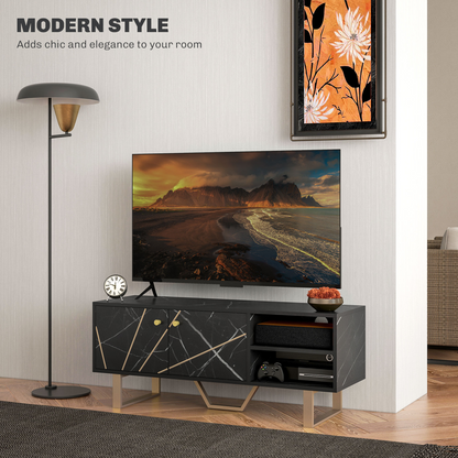 Aurora TV Unit for Living Room, TV Stand, Black Marble