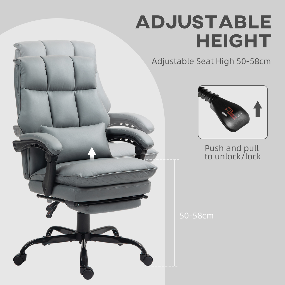 Aurora Executive Office Chair, PU Leather Desk Chair with Armrests