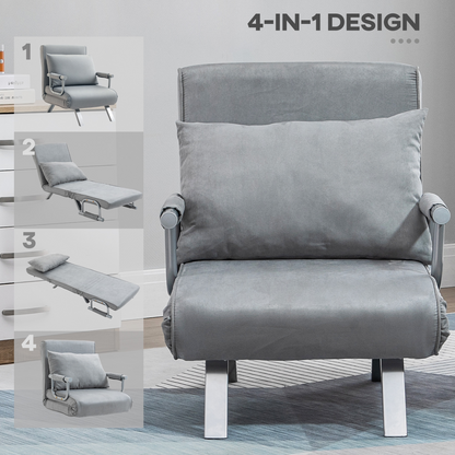 Aurora Single Folding 5 Position Convertible Sleeper Chair Bed