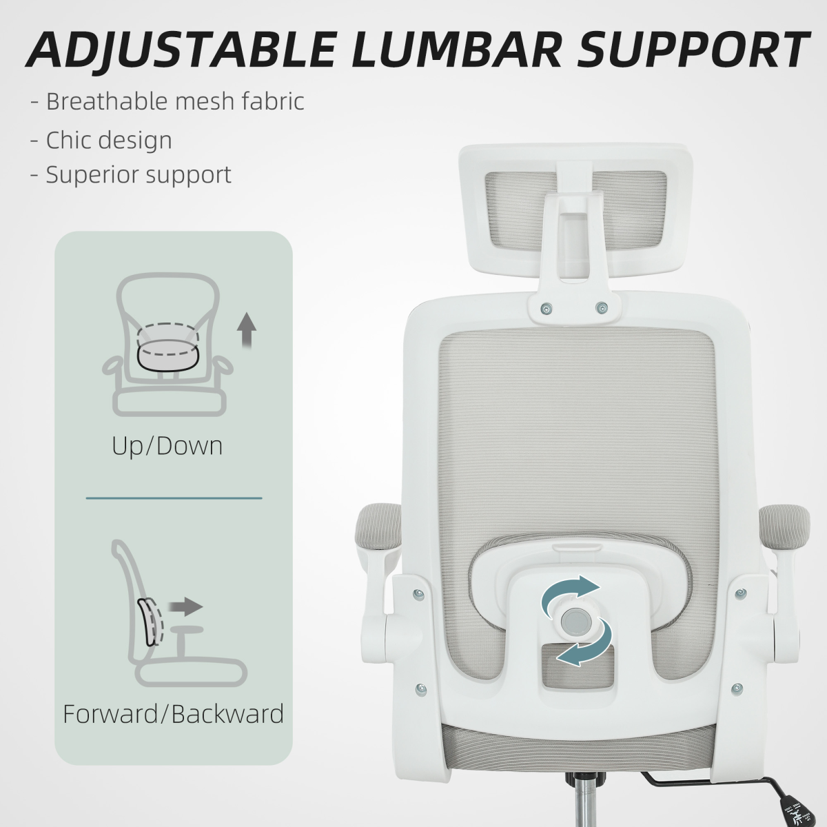 Aurora Executive Mesh Office Chair with Headrest, Lumbar Support