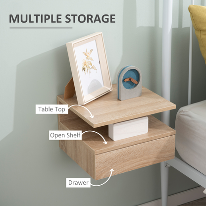 Aurora Nightstand Set of 2, Wall Mounted Bedside Cabinet