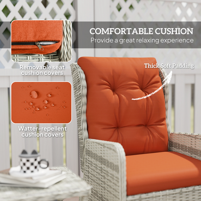 Esterno Recliner Rattan Garden Furniture w/ Two-tier Table, Orange