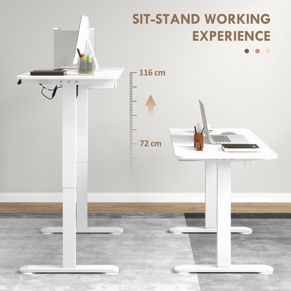 Luna Adjustable Desk, Electric Standing Desk for Home Office, White