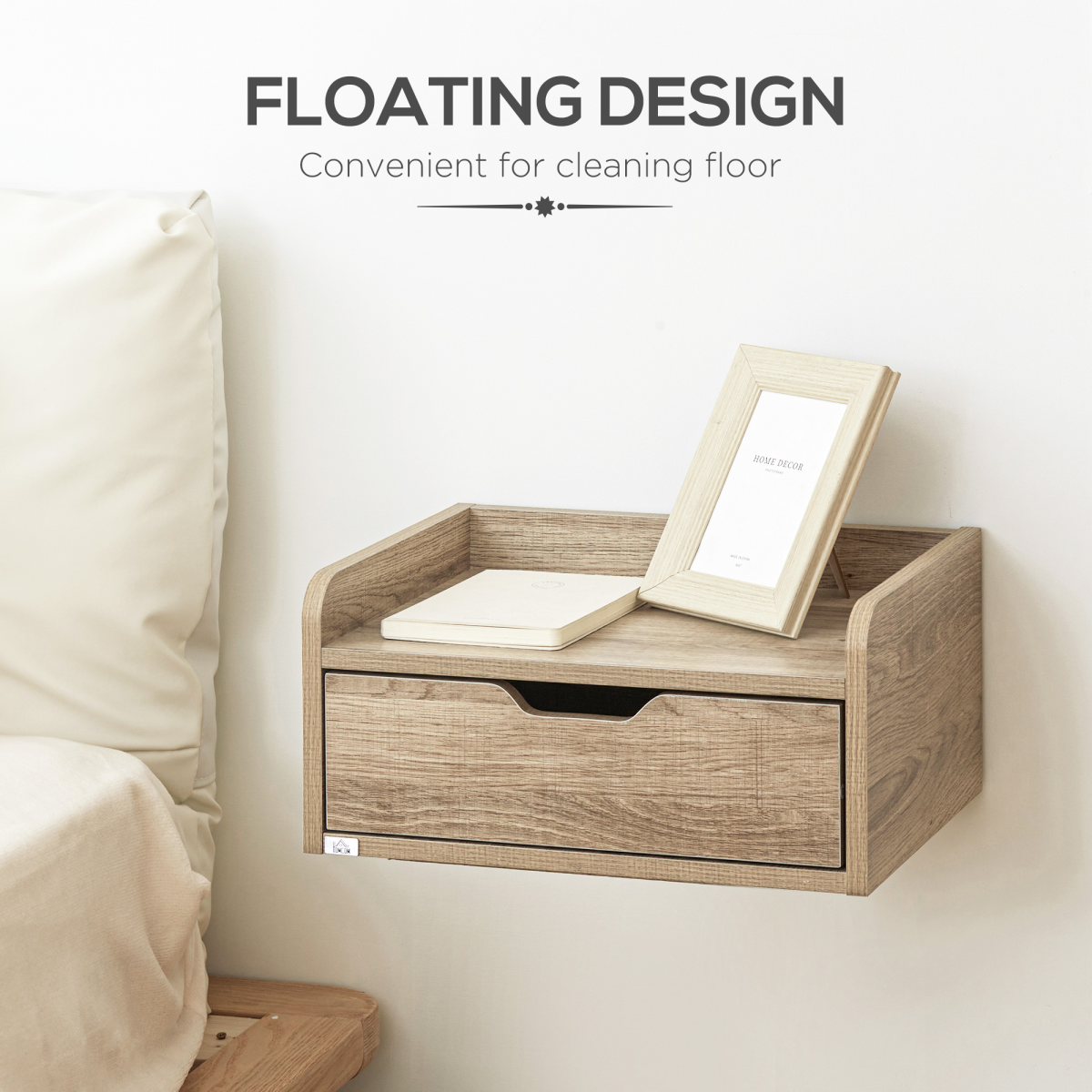 Aurora Floating Nightstand Set of 2, Nightstand with Drawer