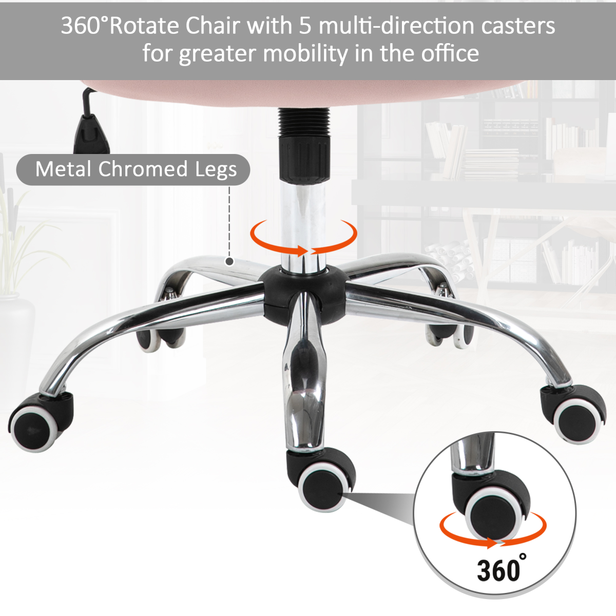Luna Office Chair PU Diamante Padded Ergonomic 360° Swivel