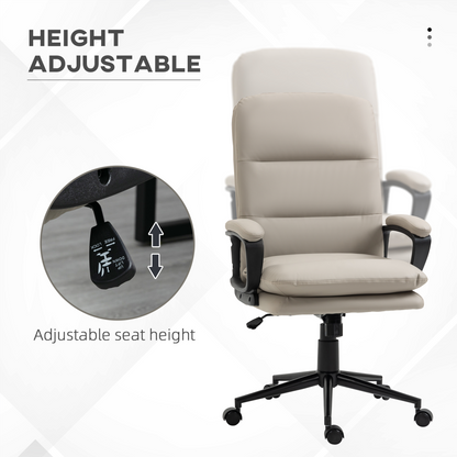 Luna PU Leather Office Chair for Home with Arm, Adjustable Height, Grey