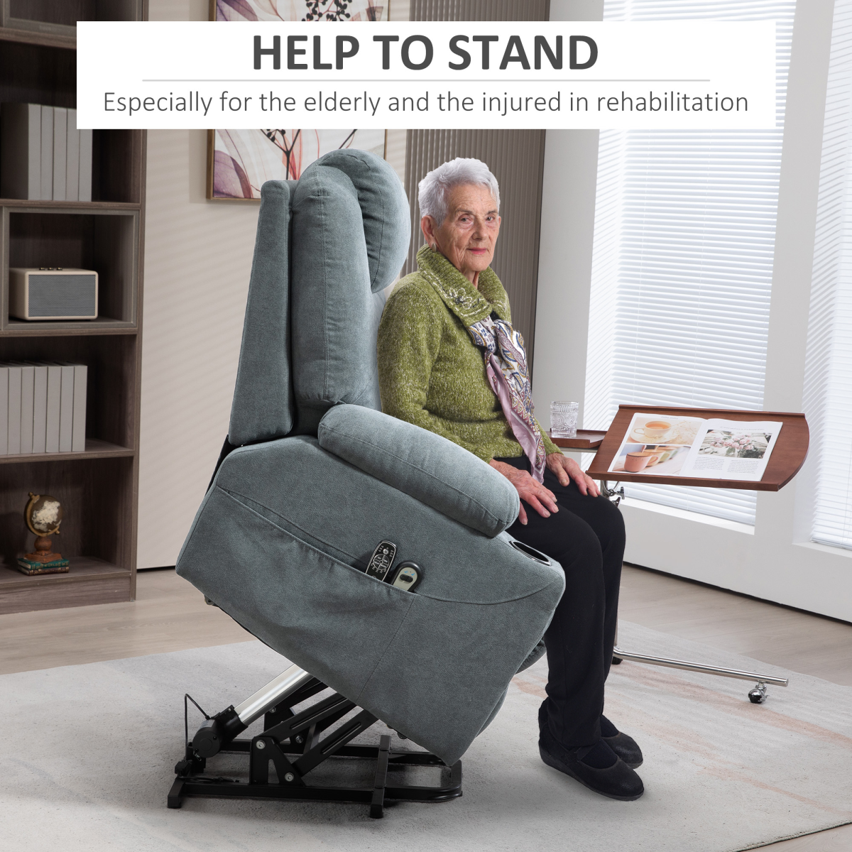 Aurora Lift Chair with Vibration Massage, Heat, Easy Assembly, Grey