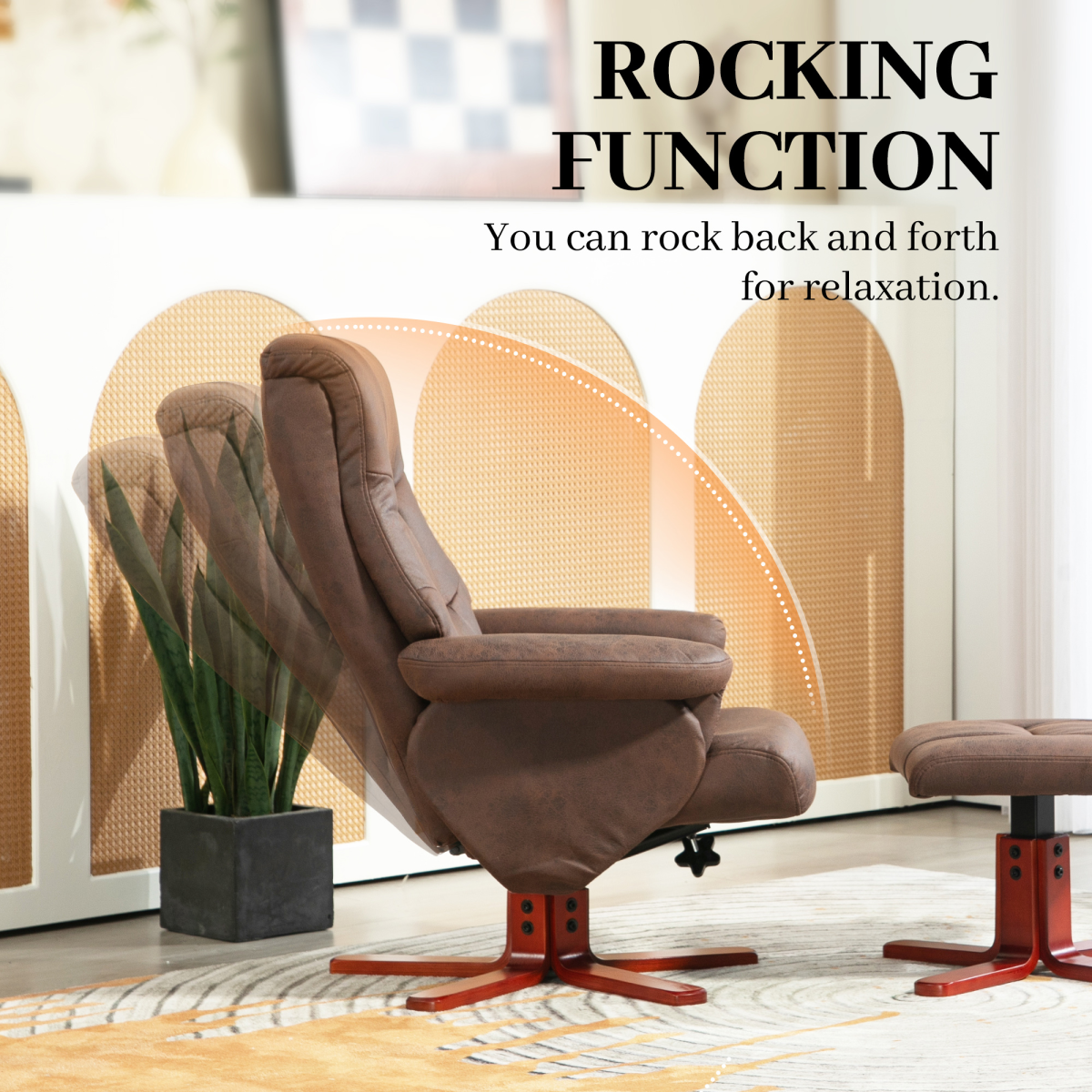 Aurora Recliner Chair with Footstool, Backrest Adjustable, Armchair