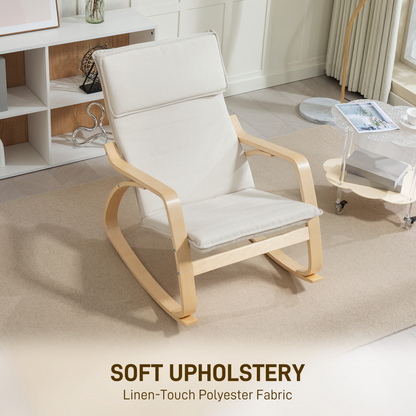 Aurora Comfortable Relax Rocking Chair with High Back, Cream White