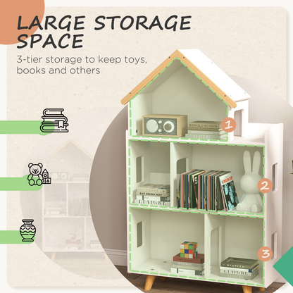 Bellaplay 3 Tier Toy Storage Shelf with 6 Cubby for Playroom, Bedroom, White