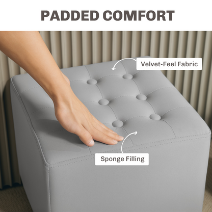 Aurora Square Footstool Small Ottoman with Wood Legs for Bedroom