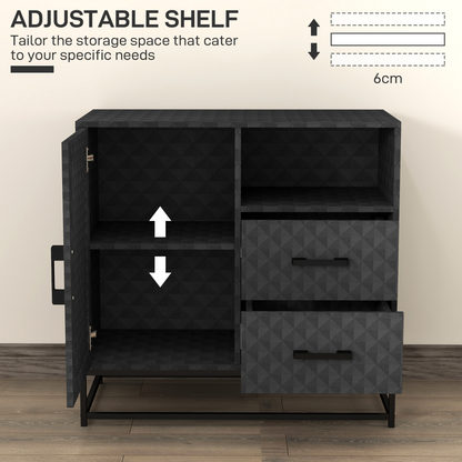 Aurora Cupboard with Adjustable Shelf, Open Compartment, 2 Drawers